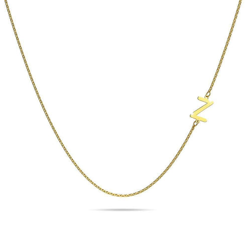 Bold Alphabet Letter Initial Charm Necklace in Gold Tone